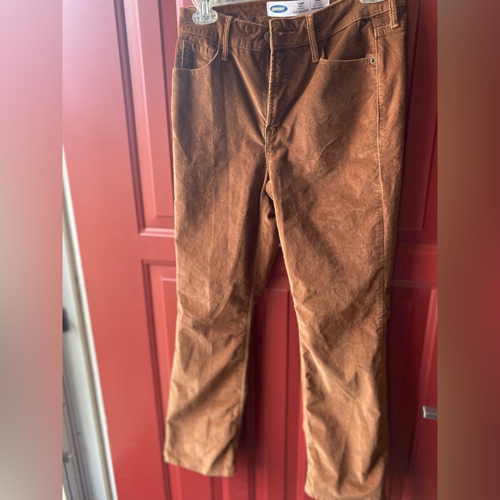 Old Navy ankle high rise flare pants, brown, retro style